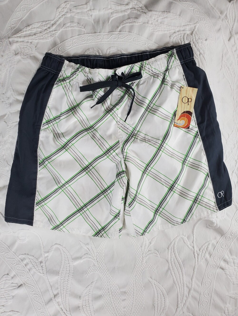 Op Plaid Splice Swim Shorts Size XL (40-42)